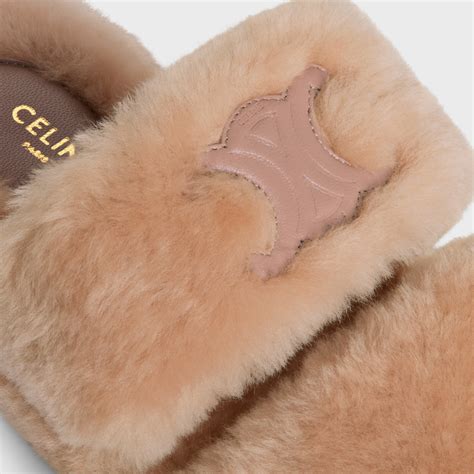 CELINE FUR SLIDES IN SHEARLING 